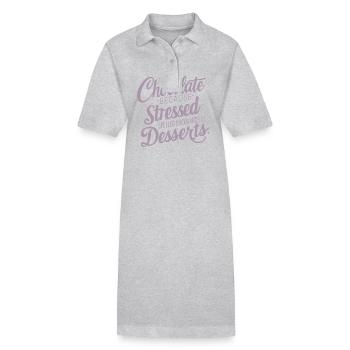 Dessert au chocolat Stress Dire dessert drôle - Robe polo bio PAIGER Stanley/Stella Femme - gris chiné - Devant