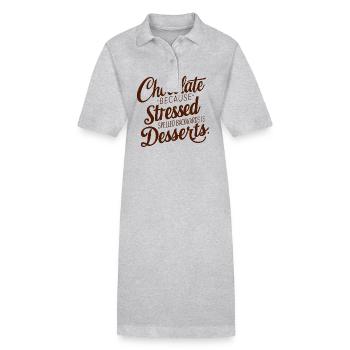 Dessert au chocolat Stress Dire dessert drôle - Robe polo bio PAIGER Stanley/Stella Femme - gris chiné - Devant