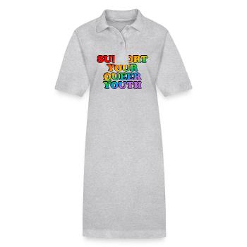 Soutenez votre jeunesse queer - Robe polo bio PAIGER Stanley/Stella Femme - gris chiné - Devant