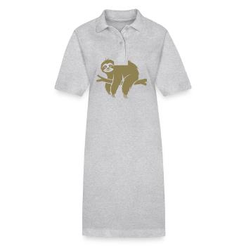 Minimalist sloth relaxing on a branch - Stanley/Stella PAIGER Organic Women’s Polo Dress - heather grey - Front