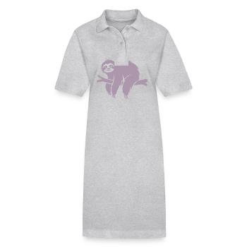 Minimalist sloth relaxing on a branch - Stanley/Stella PAIGER Organic Women’s Polo Dress - heather grey - Front