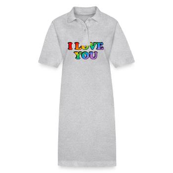 I love you - Regenbogen - Homo-Ehe - Stanley/Stella Frauen Bio-Polokleid PAIGER - Grau meliert - Vorne