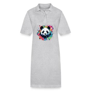 Panda Bear Paint - Stanley/Stella Frauen Bio-Polokleid PAIGER - Grau meliert - Vorne