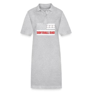Softball Joueur de softball Père Fête des pères Papa - Robe polo bio PAIGER Stanley/Stella Femme - gris chiné - Devant