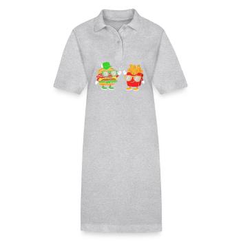 Cheeseburger Burger - Stanley/Stella Frauen Bio-Polokleid PAIGER - Grau meliert - Vorne