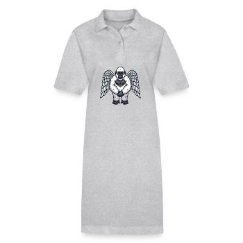Cute Shy Bigfoot Angel Wings - Stanley/Stella PAIGER Organic Women’s Polo Dress - heather grey - Front