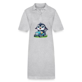 Pinguin Traktor Gartenbau Landschaftsgärtner - Stanley/Stella Frauen Bio-Polokleid PAIGER - Grau meliert - Vorne