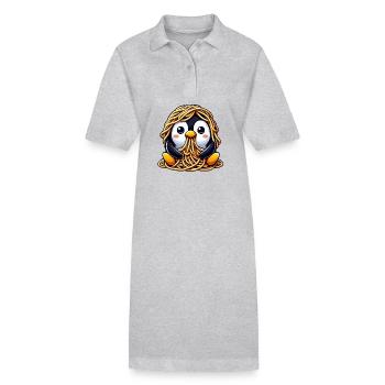 Tollpatschiger Pinguin Spaghetti Nudeln Italien - Stanley/Stella Frauen Bio-Polokleid PAIGER - Grau meliert - Vorne