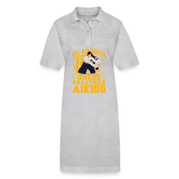Mein Lieblingsonkel trainiert Aikido - Stanley/Stella Frauen Bio-Polokleid PAIGER - Grau meliert - Vorne
