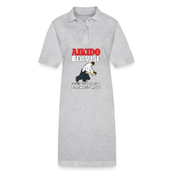 Aïkido parce que l’esquive du drame est un mouvement de ceinture noire - Robe polo bio PAIGER Stanley/Stella Femme - gris chiné - Devant