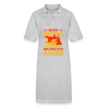 Unterschätzen Sie niemals jemanden, der Aikido praktiziert - Stanley/Stella Frauen Bio-Polokleid PAIGER - Grau meliert - Vorne