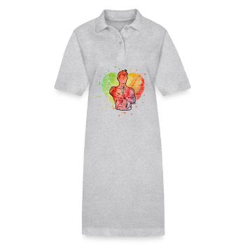 Wing Chun - Stanley/Stella Frauen Bio-Polokleid PAIGER - Grau meliert - Vorne
