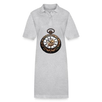 Uhr / Uhrwerk / Uhrzeit / Zeiger / Zeit / Antik - Stanley/Stella Frauen Bio-Polokleid PAIGER - Grau meliert - Vorne