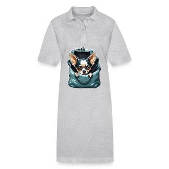 Chihuahua / petit chien / animal / minuscule / race - Robe polo bio PAIGER Stanley/Stella Femme - gris chiné - Devant