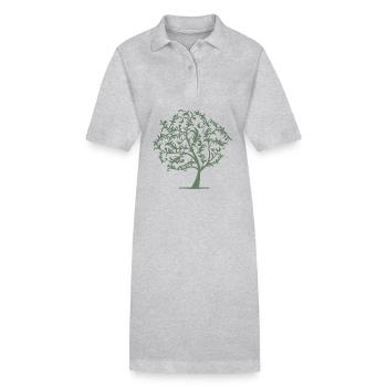 Minimalistischer Baum Vögel Frühling Silhouette - Stanley/Stella Frauen Bio-Polokleid PAIGER - Grau meliert - Vorne