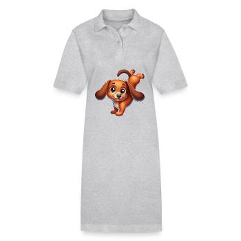 Süßer Dackel Handstand Breakdance - Stanley/Stella Frauen Bio-Polokleid PAIGER - Grau meliert - Vorne