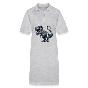 Dino Trex Zebra Fusion Fantasiewesen skurril - Stanley/Stella Frauen Bio-Polokleid PAIGER - Grau meliert - Vorne