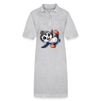 Süßer Pinguin Handstand Breakdance - Stanley/Stella Frauen Bio-Polokleid PAIGER - Grau meliert - Vorne