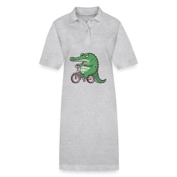 Cycliste crocodile lus fantaisiste s’ennuyé - Robe polo bio PAIGER Stanley/Stella Femme - gris chiné - Devant