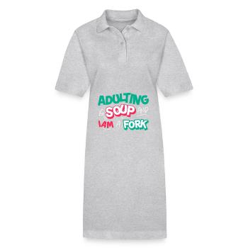 L’âge adulte est une soupe et je suis une fourchette drôle adulte - Robe polo bio PAIGER Stanley/Stella Femme - gris chiné - Devant