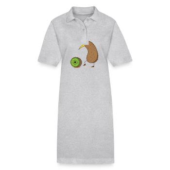 Oiseau kiwi avec un kiwi tranché - Robe polo bio PAIGER Stanley/Stella Femme - gris chiné - Devant