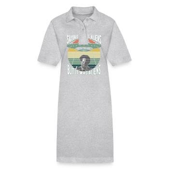 Mystère extraterrestre humoristique pour la science-fiction - Robe polo bio PAIGER Stanley/Stella Femme - gris chiné - Devant