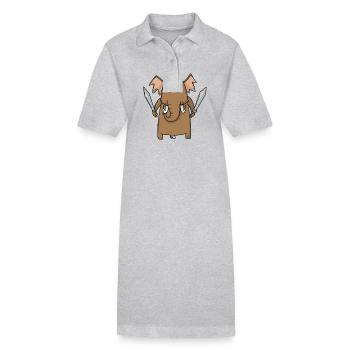 Mammut mit Schwert - Stanley/Stella Frauen Bio-Polokleid PAIGER - Grau meliert - Vorne