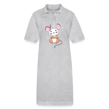 Noël Enfant Souris Flocons de Neige Noël Noël - Robe polo bio PAIGER Stanley/Stella Femme - gris chiné - Devant