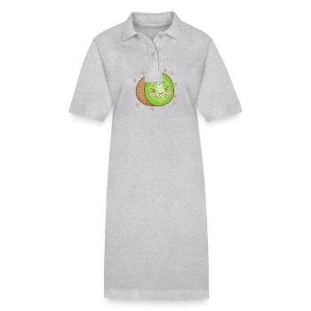 Kiwi aufgeschnitten Frucht Obst Tier - Stanley/Stella Frauen Bio-Polokleid PAIGER - Grau meliert - Vorne