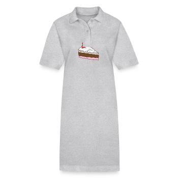 Stück Torte mit Kirsche Kuchen Konditorei - Stanley/Stella Frauen Bio-Polokleid PAIGER - Grau meliert - Vorne