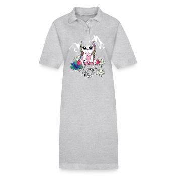 Alpen Einhorn Bergsteiger Bergsport Kind abseilen - Stanley/Stella Frauen Bio-Polokleid PAIGER - Grau meliert - Vorne