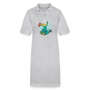 Mon oiseau Dodo de l’île Maurice - Robe polo bio PAIGER Stanley/Stella Femme - gris chiné - Devant