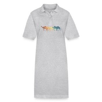Kamele Tiere Dromedar Wüstentier - Stanley/Stella Frauen Bio-Polokleid PAIGER - Grau meliert - Vorne