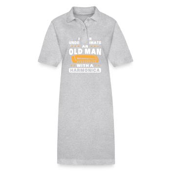 An old man with a harmonica - Stanley/Stella PAIGER Organic Women’s Polo Dress - heather grey - Front