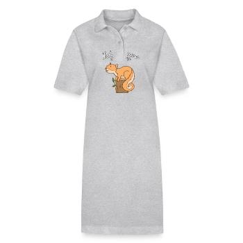 Ich bremse auch für Eichhörnchen auf Baumstumpf - Stanley/Stella Frauen Bio-Polokleid PAIGER - Grau meliert - Vorne
