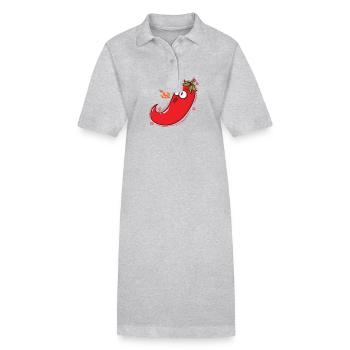 Chilischote Schärfe Gewürz Schärfegrad - Stanley/Stella Frauen Bio-Polokleid PAIGER - Grau meliert - Vorne