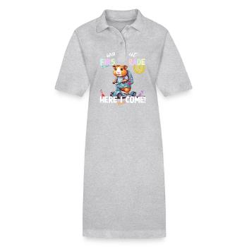 Cochon d’Inde Premier jour d’école Scooter School - Robe polo bio PAIGER Stanley/Stella Femme - gris chiné - Devant