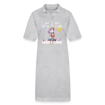 Licorne mignonne premier jour d’école école de skateboard - Robe polo bio PAIGER Stanley/Stella Femme - gris chiné - Devant