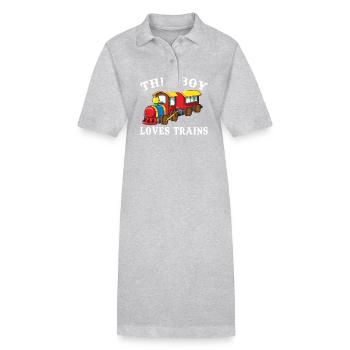 Dieser Junge liebt Züge - Stanley/Stella Frauen Bio-Polokleid PAIGER - Grau meliert - Vorne