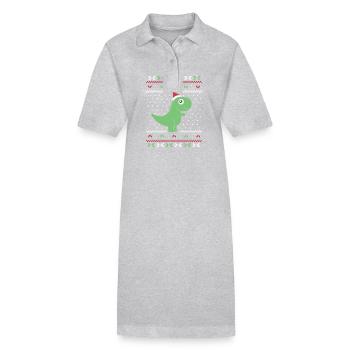 Rugissement de vacances préhistoriques - Robe polo bio PAIGER Stanley/Stella Femme - gris chiné - Devant