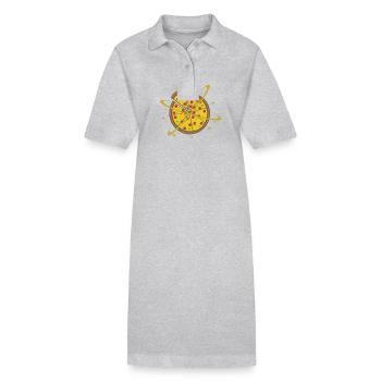 Pizza geschnitten italienisch Käse Salami - Stanley/Stella Frauen Bio-Polokleid PAIGER - Grau meliert - Vorne