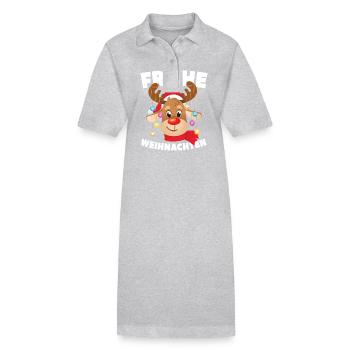 Lustiger Rentier Frohe Weihnachten - Stanley/Stella Frauen Bio-Polokleid PAIGER - Grau meliert - Vorne