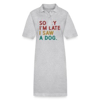 Désolé, je suis en retard, j’ai vu un chien - Robe polo bio PAIGER Stanley/Stella Femme - gris chiné - Devant