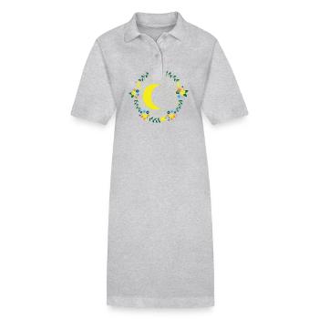 Mond mit Blümchen Nachthimmel Weltraum - Stanley/Stella Frauen Bio-Polokleid PAIGER - Grau meliert - Vorne