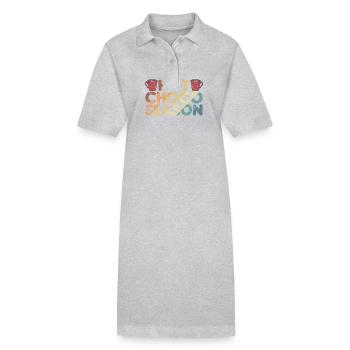 Hot Choco Season Candy Cocoa - Stanley/Stella PAIGER Organic Women’s Polo Dress - heather grey - Front