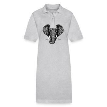 Elefant Porträt Kopf Tier - Stanley/Stella Frauen Bio-Polokleid PAIGER - Grau meliert - Vorne