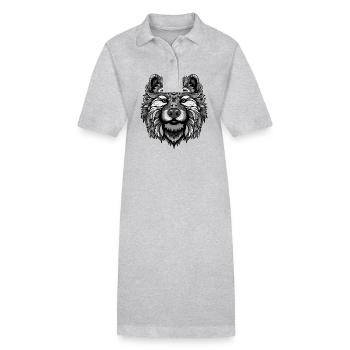Chow Chow Hund Hundekopf - Stanley/Stella Frauen Bio-Polokleid PAIGER - Grau meliert - Vorne