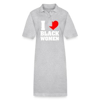 Ich liebe schwarze Frauen, schwarz ist schön, schwarzer Stolz - Stanley/Stella Frauen Bio-Polokleid PAIGER - Grau meliert - Vorne