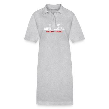 Je ne suis pas anti-social humour sarcasme drôle - Robe polo bio PAIGER Stanley/Stella Femme - gris chiné - Devant