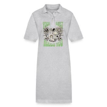 Your Planet Needs You Earth Day - Stanley/Stella Frauen Bio-Polokleid PAIGER - Grau meliert - Vorne